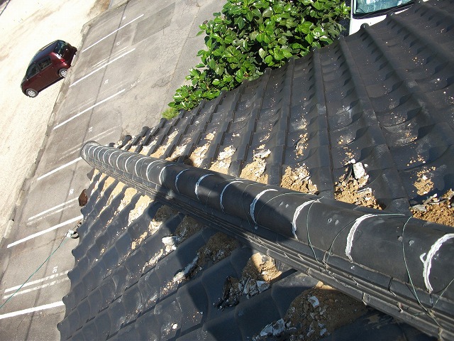 既存漆喰の解体